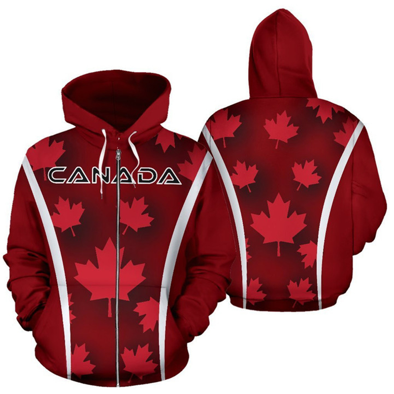 Canada Flag 3d Printed Zip Up  - đánh giá và giá Street Fashion Canada