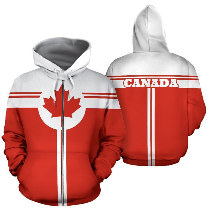 Canada Flag 3d Printed Zip Up  - đánh giá và giá Street Fashion Canada