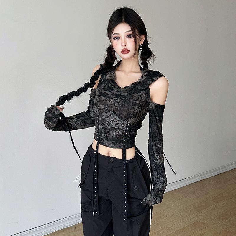 Off Shoulder Hoodie Long Sleev - đánh giá và giá Street Fashion Y2K