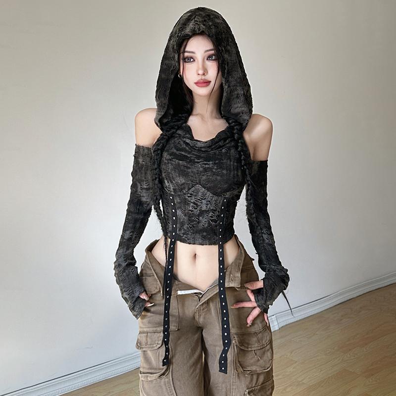 Off Shoulder Hoodie Long Sleev - đánh giá và giá Street Fashion Y2K