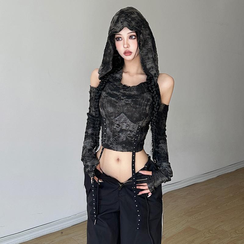 Off Shoulder Hoodie Long Sleev - đánh giá và giá Street Fashion Y2K